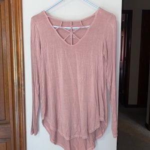 American Eagle soft and sexy long sleeve shirt with crisscross front